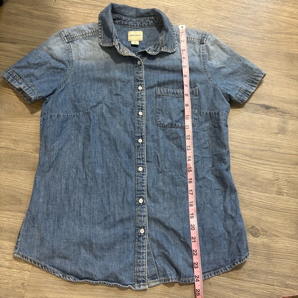 GH Bass & Co Blue Cotton Denim Western Button Down Shirt Short Sleeve Sz S USA - Picture 4 of 7